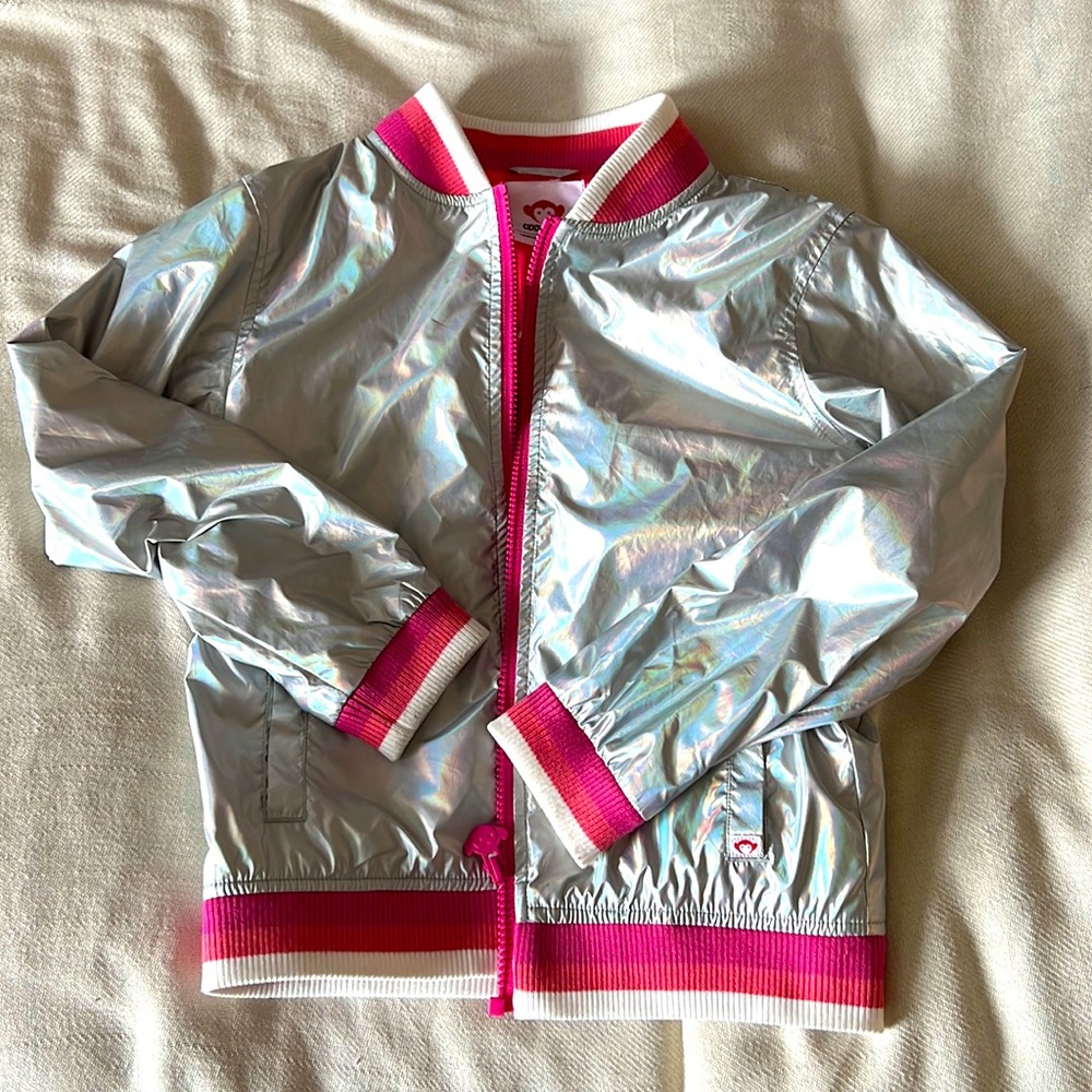 Allanan girls size 10 silver bomber jacket new with out tags